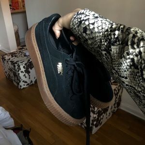 PUMA BLACK SUEDE PLATFORM SNEAKERS